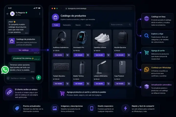 Catálogo de productos enviado por WhatsApp desde Naga